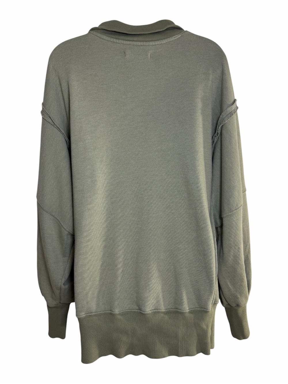 Free People We The Free Clean Prep Polo Oversized Sweatshirt Sage Green M - Picture 2 of 8